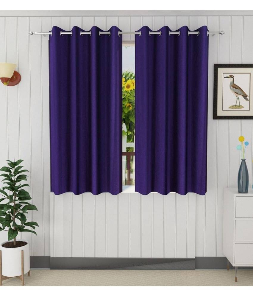 Panipat Textile Hub Solid Semi-Transparent Eyelet Door Curtain 7 ft Pack of 2 -Purple Panipat Textile Hub Solid Semi-Transparent Eyelet Door Curtain 7 ft Pack of 2 -Purple