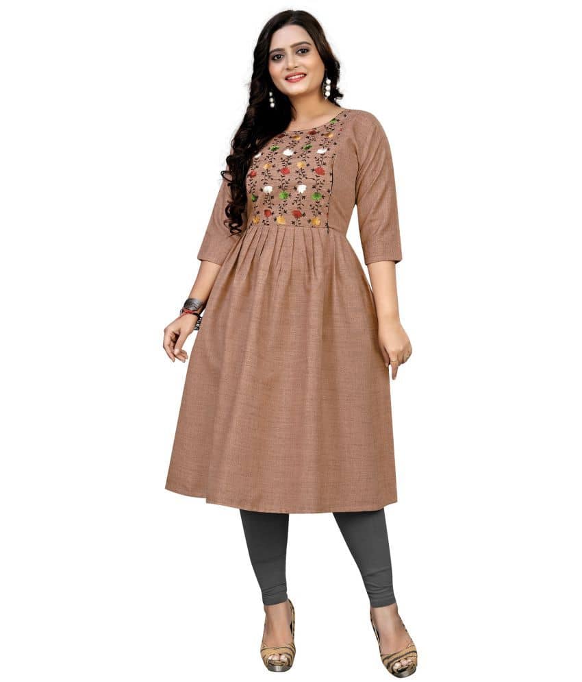 Rangrasiya - Orange Cotton Women's Flared Kurti ( Pack of 1 ) - Kurtis, Tunics | Buy online on ZillyBuy