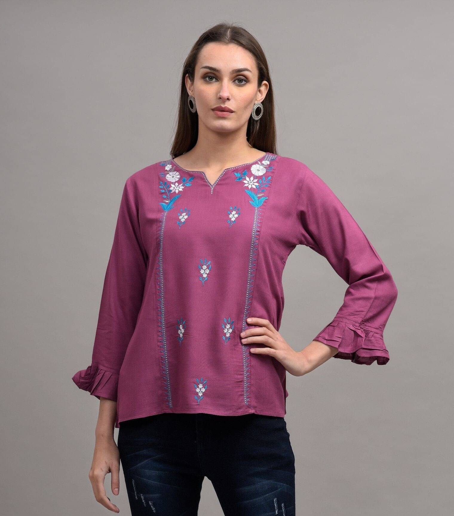 Vastranikhar Women's Rayon Regular Top ( Purple )     			Vastranikhar Women's Rayon Regular Top ( Purple )
