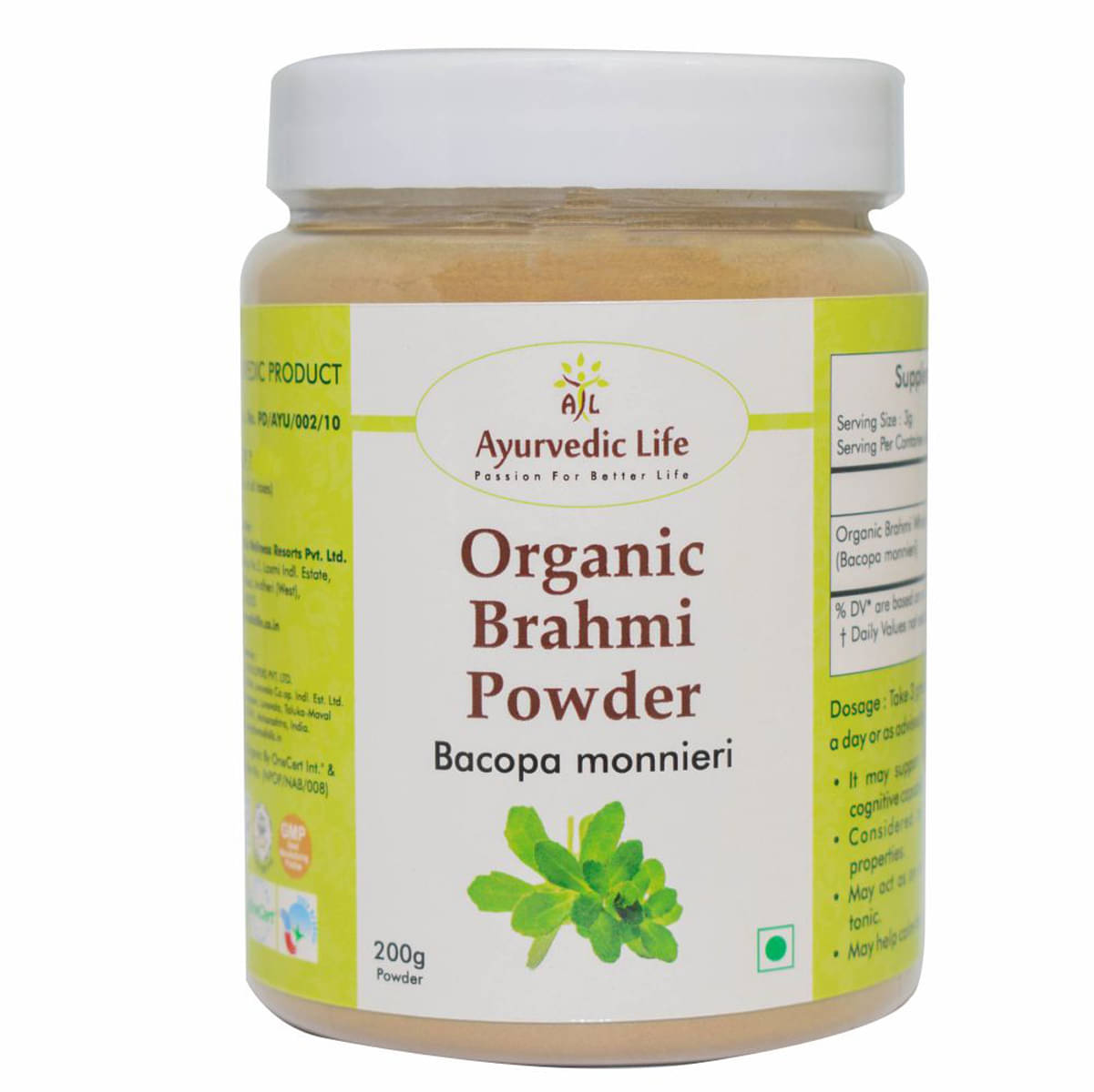     			Ayurvedic Life Organic Brahmi Powder 200 Gm Pack of 1