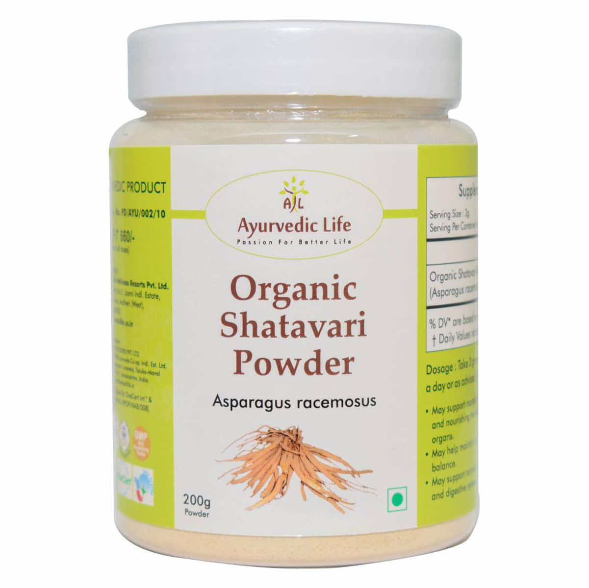 Ayurvedic Life Organic Shatavari Powder 200 Gm Pack of 1