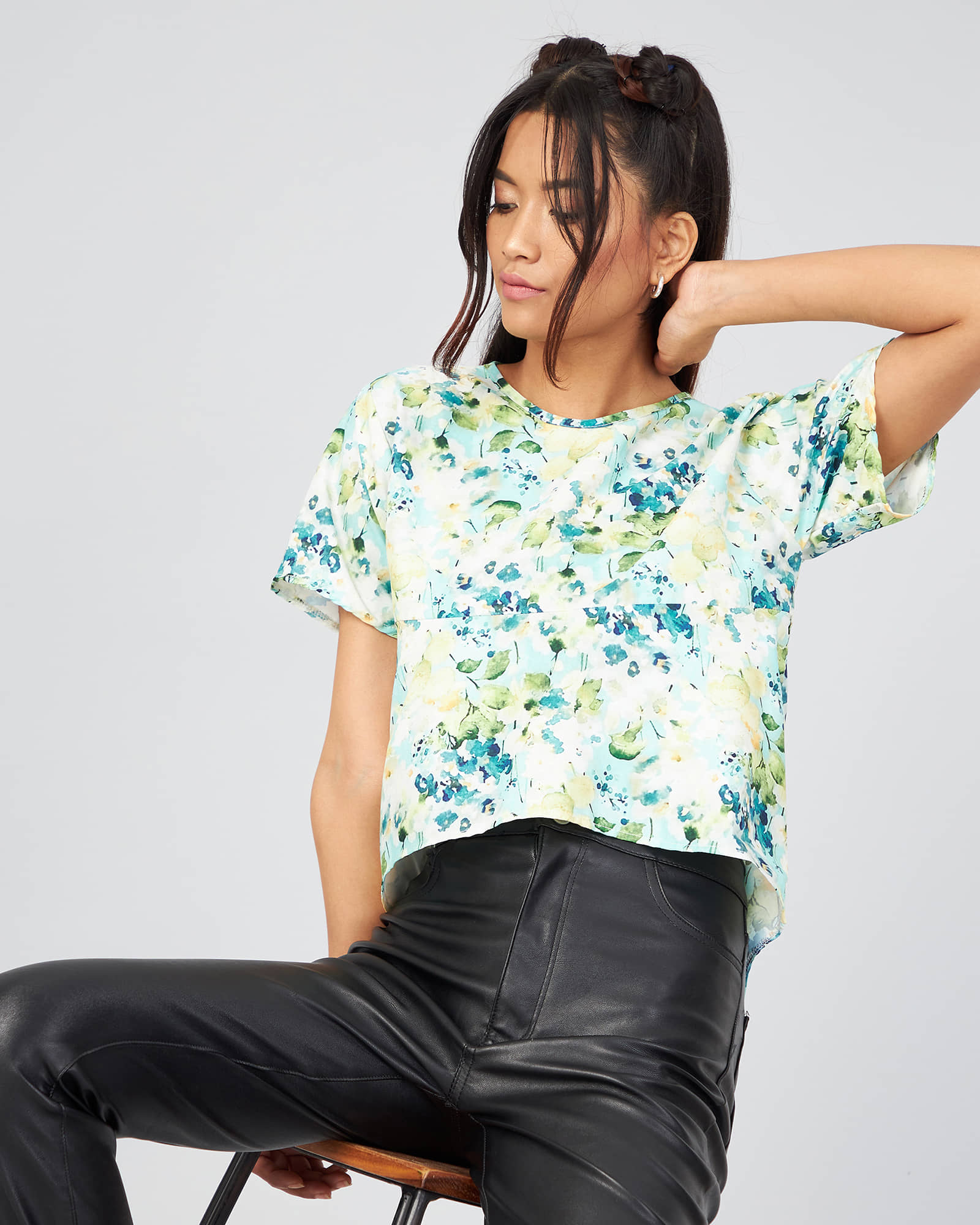 Chimpaaanzee Women's Crepe Regular Top ( Light Blue )
