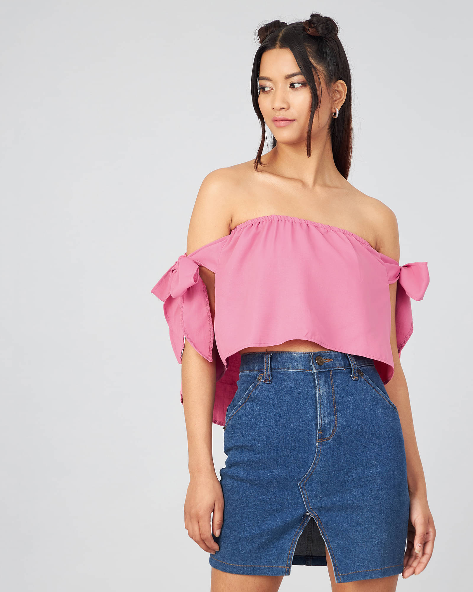 Chimpaaanzee Women's Crepe Crop Top ( Pink ) Chimpaaanzee Women's Crepe Crop Top ( Pink )