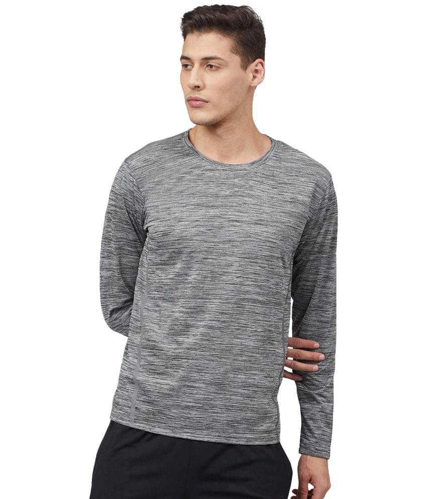 Chkokko - Polyester Regular Fit Charcoal Men's Sports T-Shirt ( Pack of 1 ) Chkokko - Polyester Regular Fit Charcoal Men's Sports T-Shirt ( Pack of 1 )