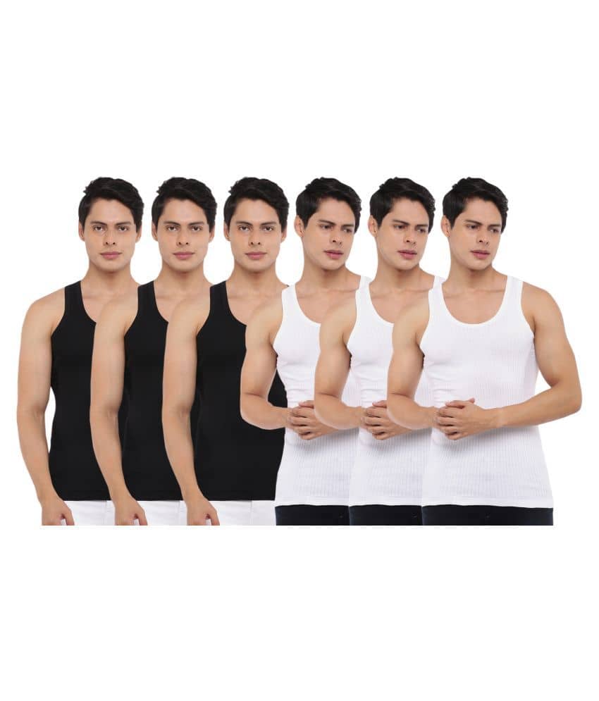 Dollar Bigboss Men's Pack of 6 Solid Combed Cotton Vest - Nightwear & Loungewear | Buy online on ZillyBuy