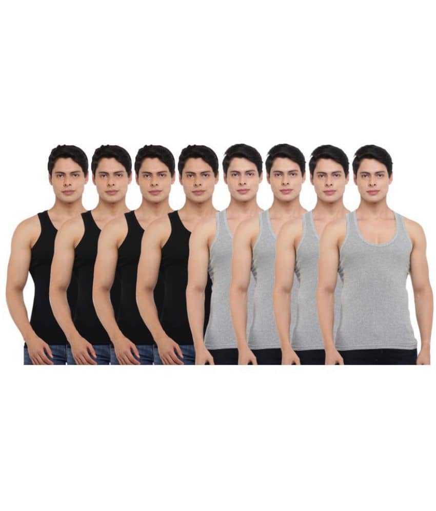 Dollar Bigboss Men's Pack of 8 Solid Combed Cotton Vest - Nightwear & Loungewear | Buy online on ZillyBuy