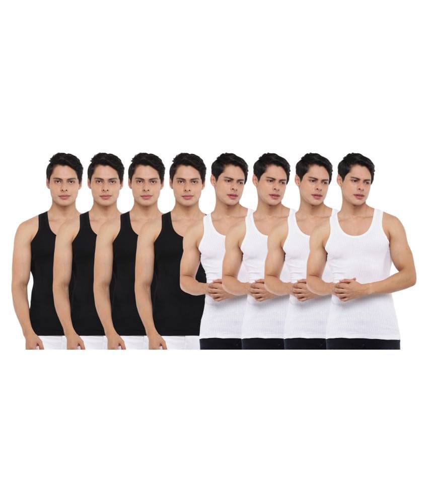     			Dollar Bigboss Men's Pack of 8 Solid Combed Cotton Vest