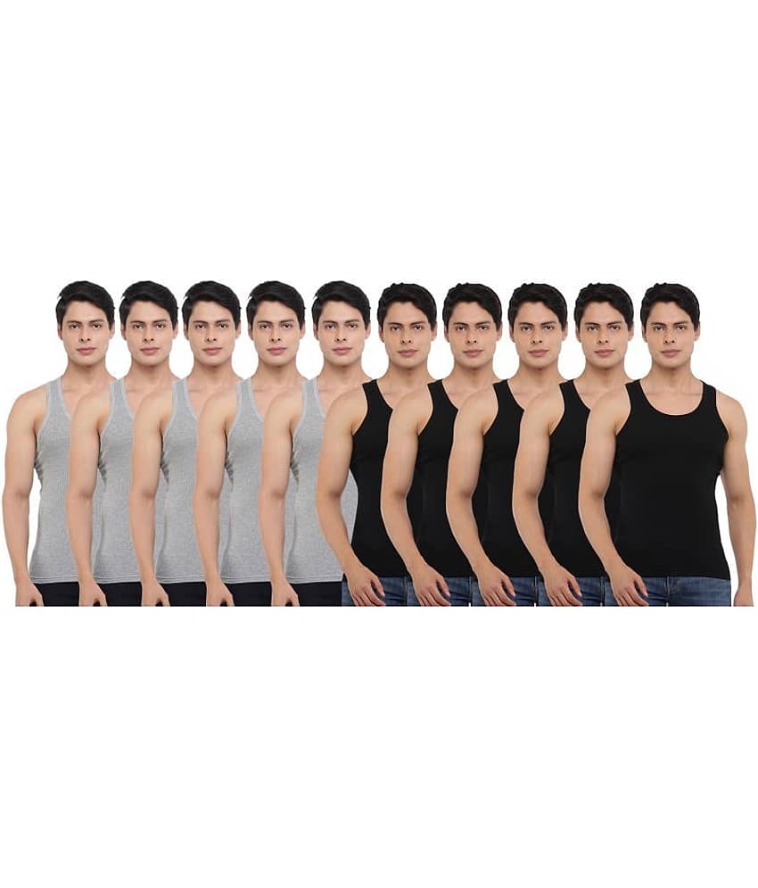 Dollar Bigboss Men's Pack of 10 Solid Combed Cotton Vest - Nightwear & Loungewear | Buy online on ZillyBuy