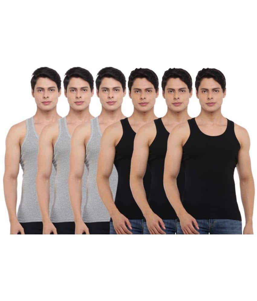 Dollar Bigboss Men's Pack of 6 Solid Combed Cotton Vest - Nightwear & Loungewear | Buy online on ZillyBuy