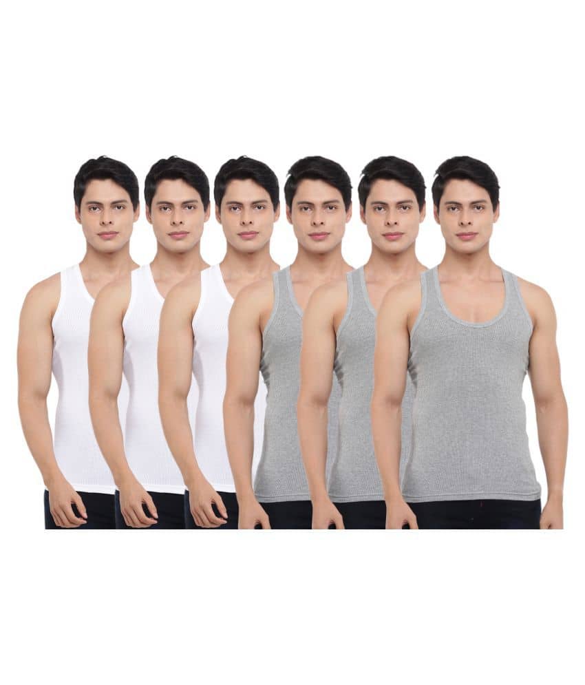 Dollar Bigboss Men's Pack of 6 Solid Combed Cotton Vest - Nightwear & Loungewear | Buy online on ZillyBuy