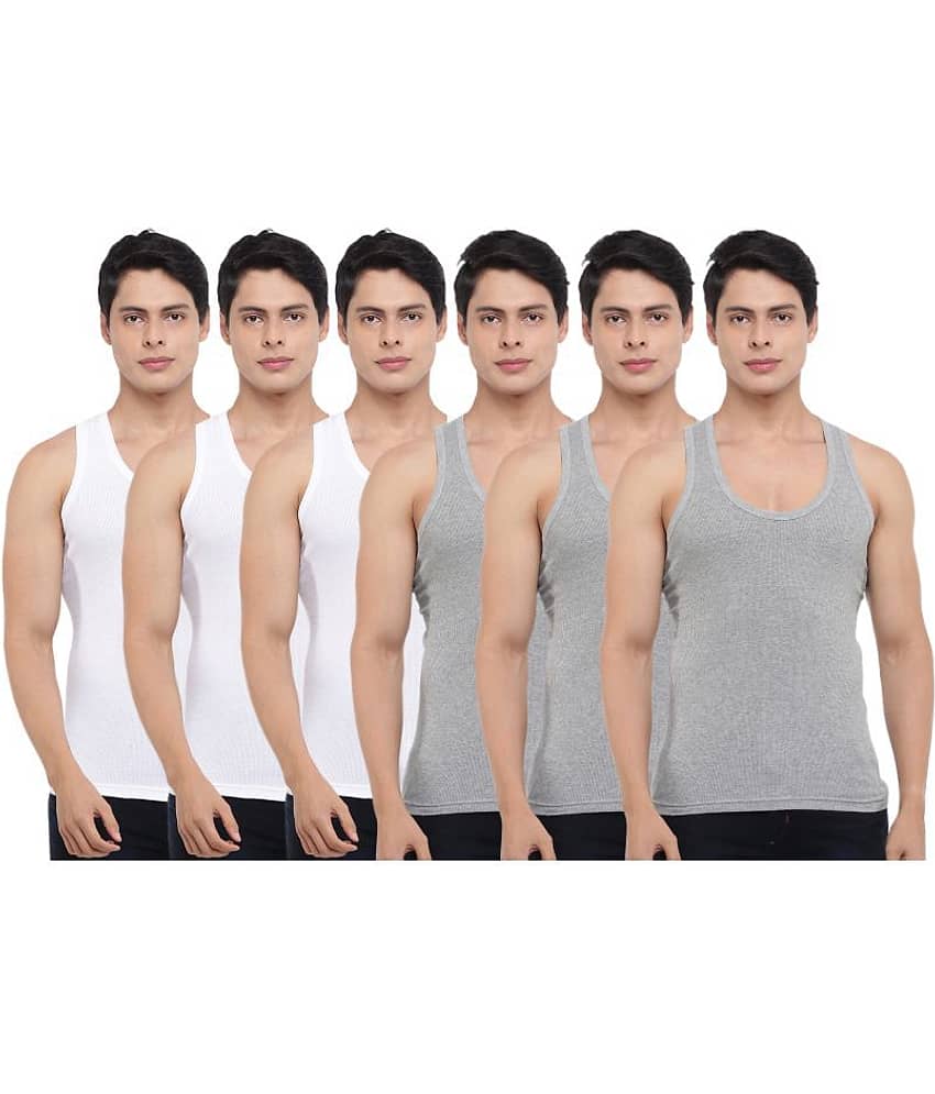 Dollar Bigboss Men's Pack of 6 Solid Combed Cotton Vest - Nightwear & Loungewear | Buy online on ZillyBuy