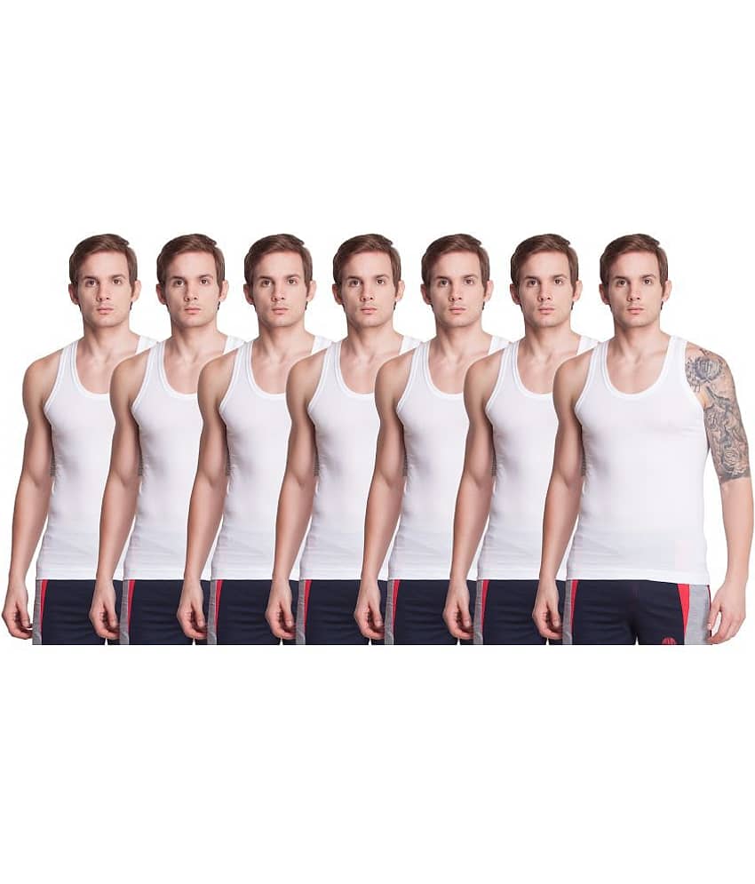 Dollar Bigboss Men's White Pack of 7 Solid Egyptian Cotton Vest - Nightwear & Loungewear | Buy online on ZillyBuy