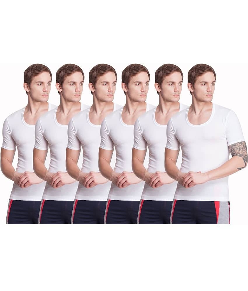 Dollar Bigboss Men's White Pack of 6 Solid Egyptian Cotton Vest - Nightwear & Loungewear | Buy online on ZillyBuy
