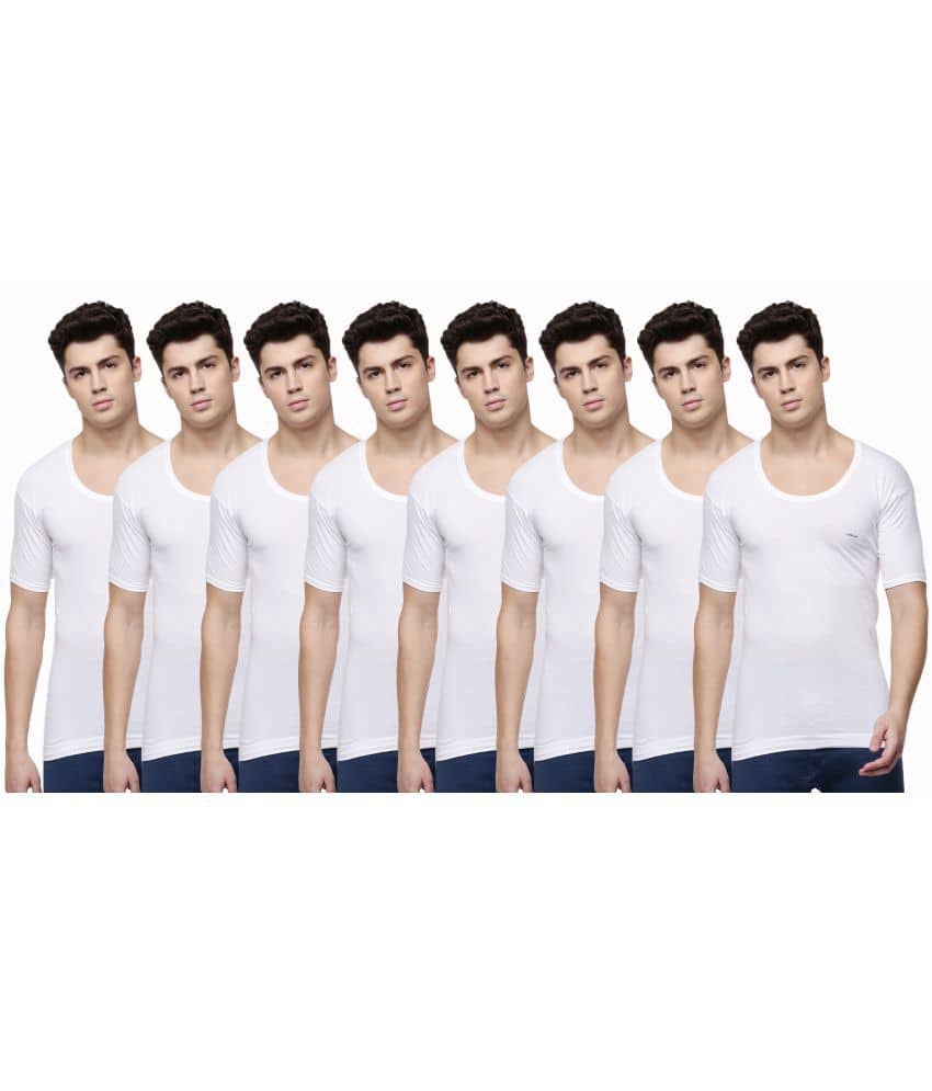 Dollar Bigboss Men's Pack of 8 Solid Combed Cotton Shrinkless Vest (Colour May Vary) - Nightwear & Loungewear | Buy online on ZillyBuy