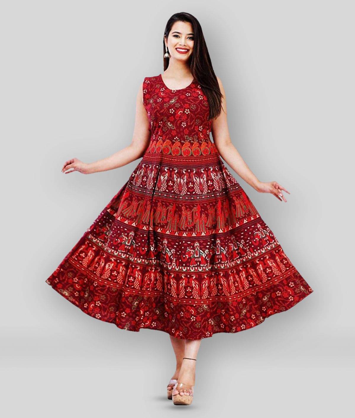G4Girl Women Cotton Anarkali Stitched Ethnic Gown ( Maroon ) G4Girl Women Cotton Anarkali Stitched Ethnic Gown ( Maroon )