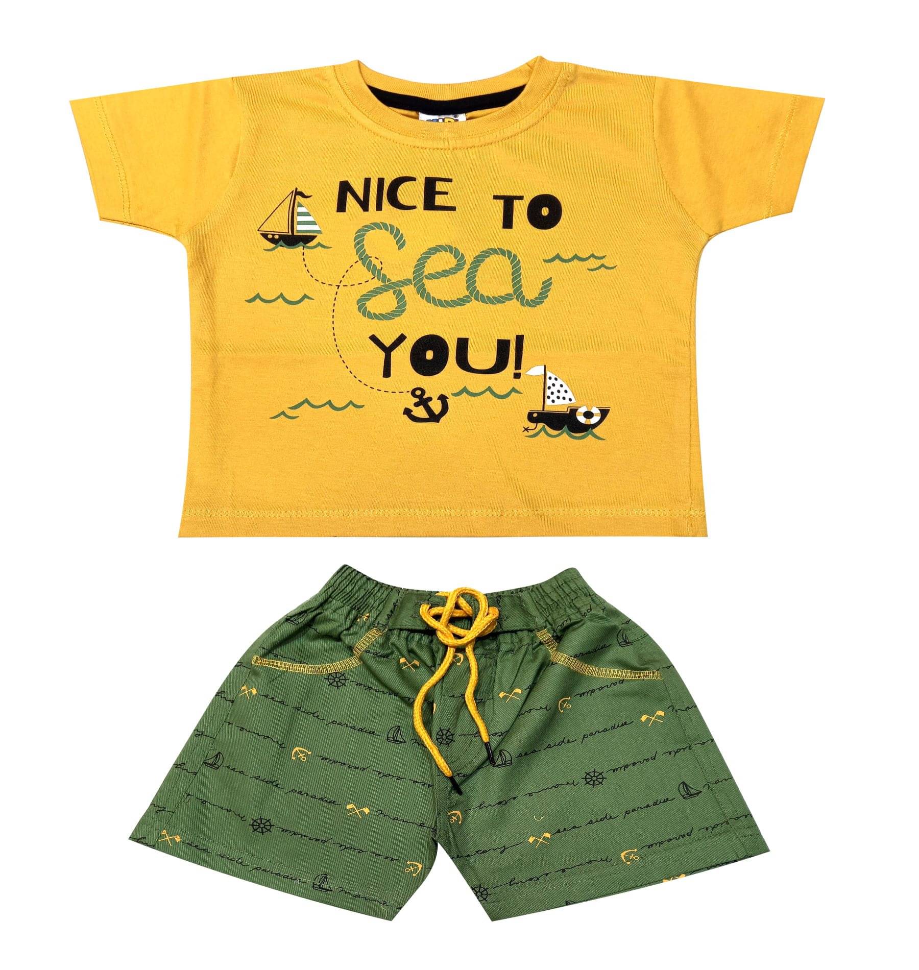    			Kideon Pack of 1 Baby Boys 100% Cotton Top & Shorts ( Gold )