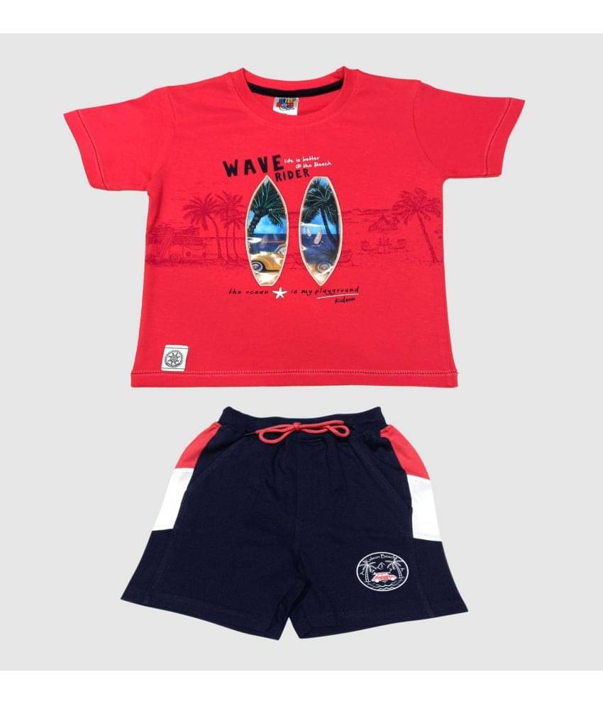     			Kideon Pack of 1 Baby Boys 100% Cotton T-Shirt & Shorts ( Red )