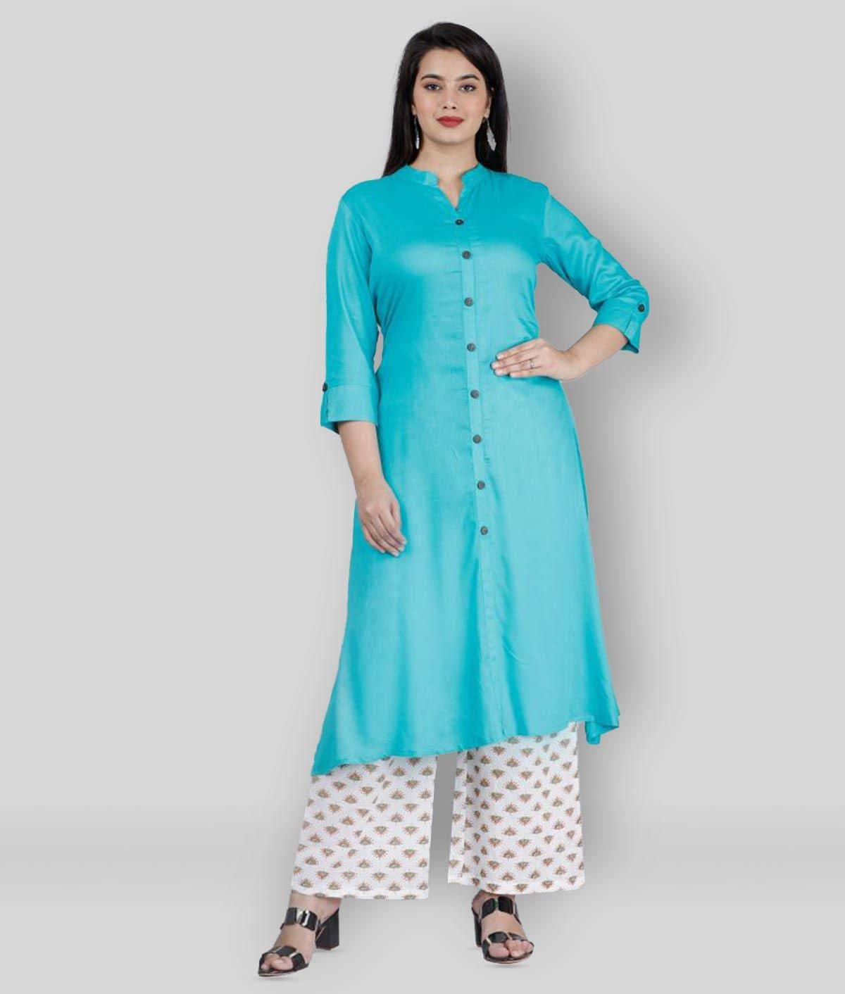 MAUKA - Green A-line Rayon Women's Stitched Salwar Suit ( Pack of 1 )