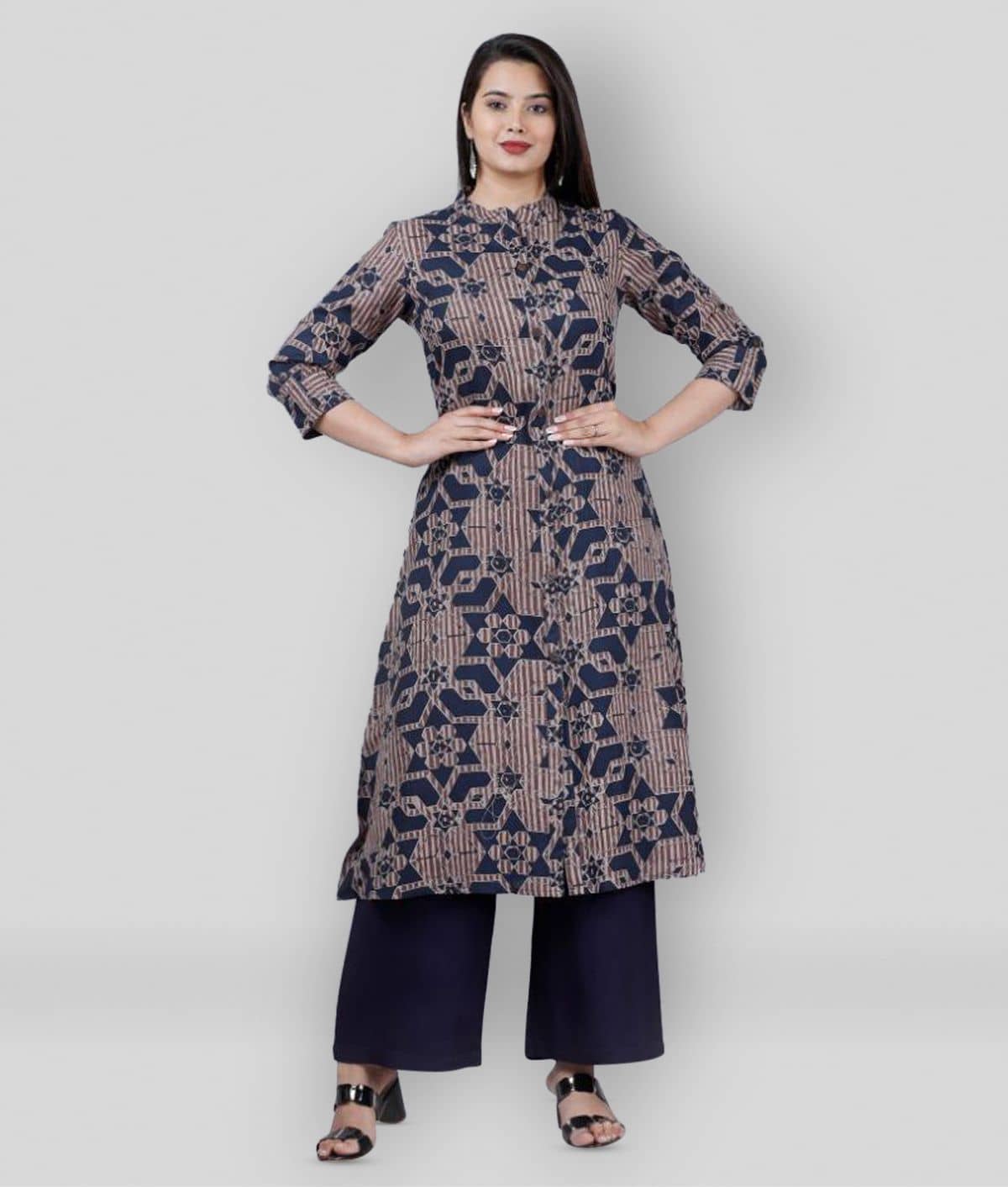 MAUKA - Grey A-line Rayon Women's Stitched Salwar Suit ( Pack of 1 )
