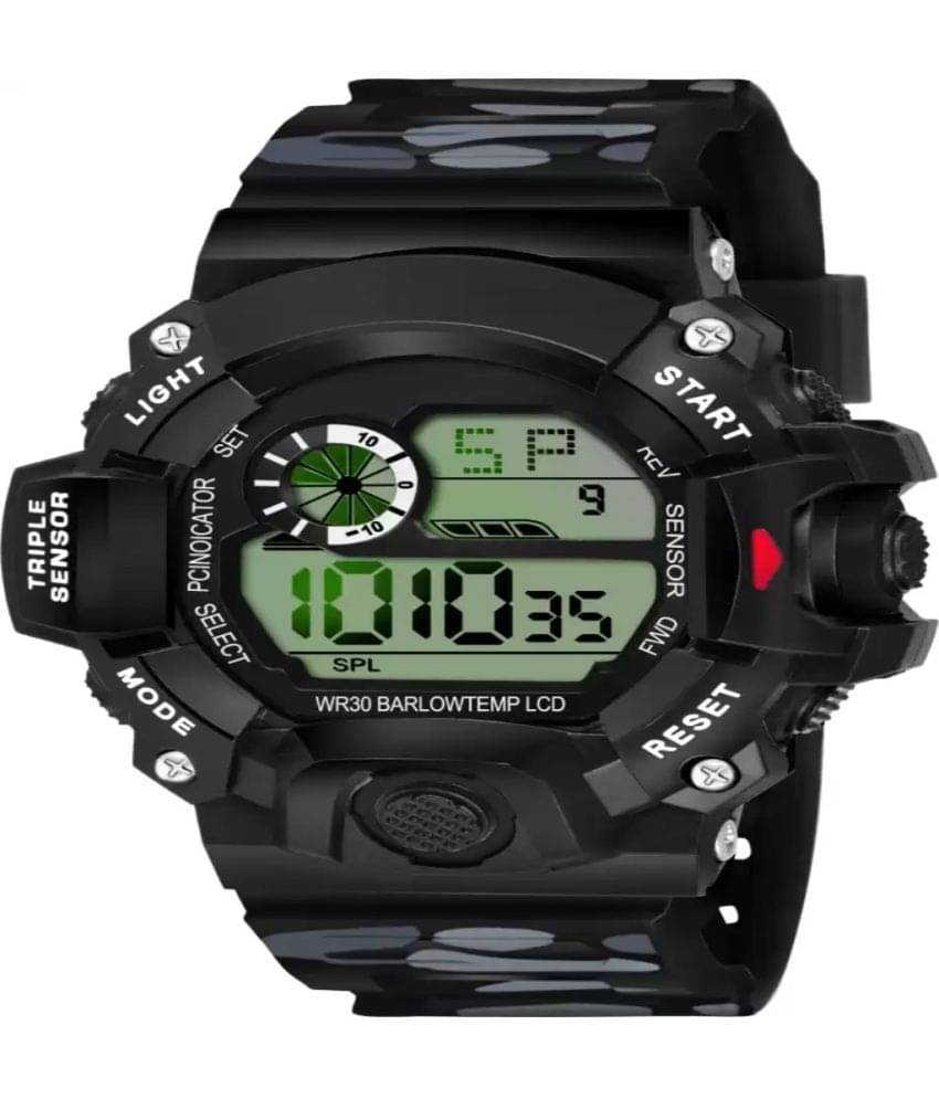     			Om Collection - Black Silicon Digital Men's Watch