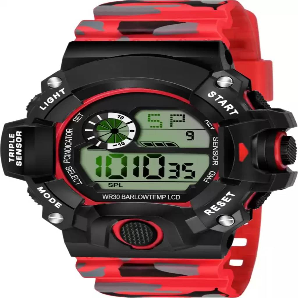     			Om Collection - Red Silicon Digital Men's Watch