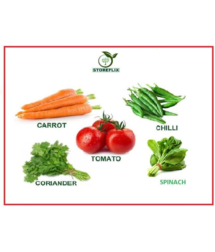 STOREFLIX 5 DIFFERENT vegetables Seed (150 per packet) WITH USER MANUAL COMBO PCK STOREFLIX 5 DIFFERENT vegetables Seed (150 per packet) WITH USER MANUAL COMBO PCK
