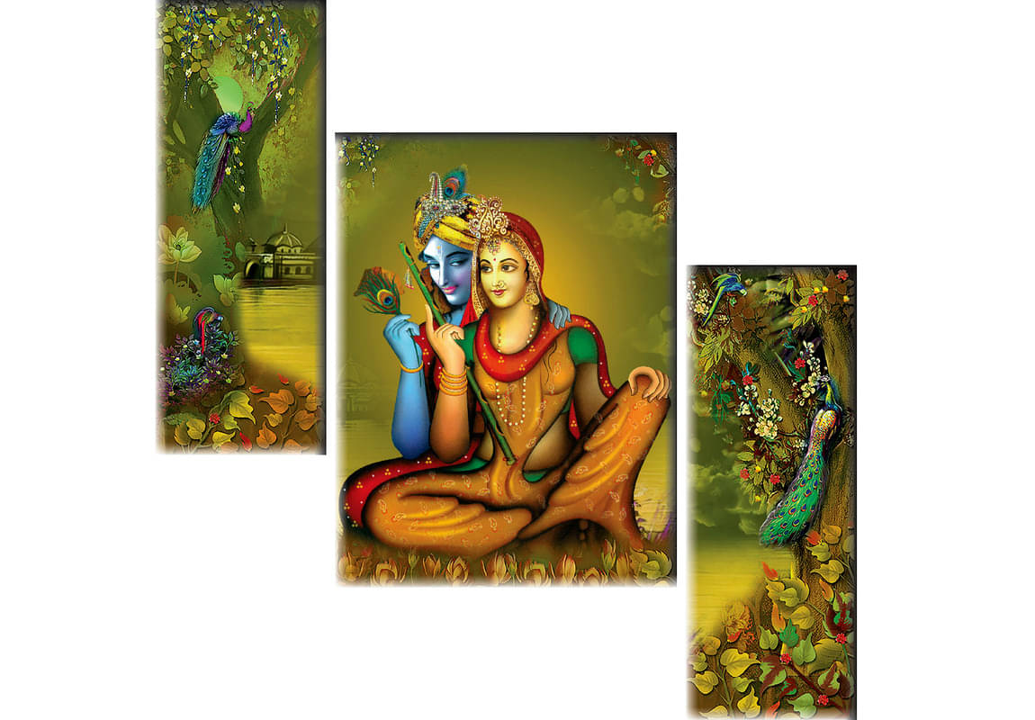     			Saf Radha krishna Set of 3 modern art MDF Painting Without Frame