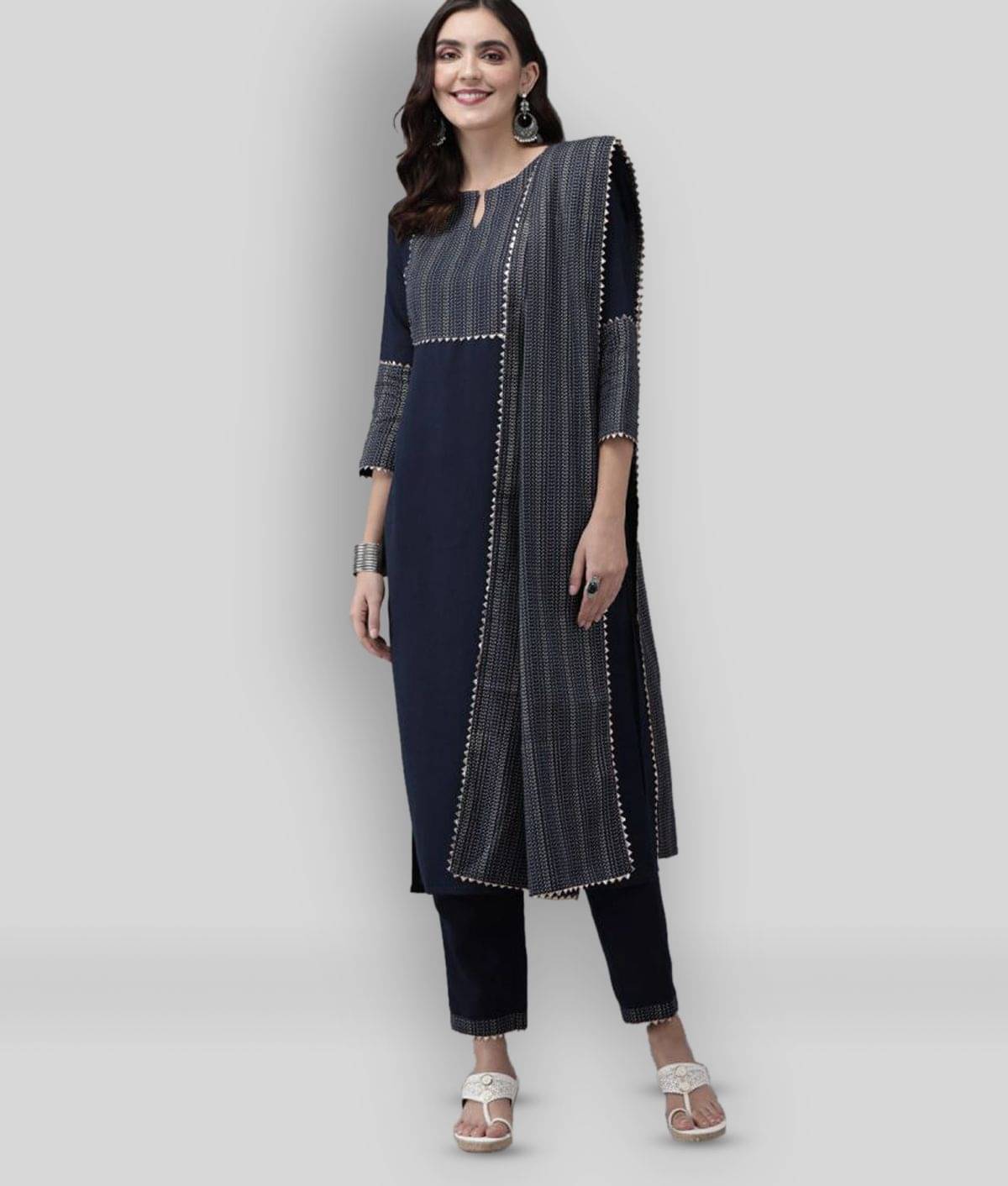 The Style Story - Black Straight Rayon Women's Stitched Salwar Suit ( Pack of 1 ) The Style Story - Black Straight Rayon Women's Stitched Salwar Suit ( Pack of 1 )