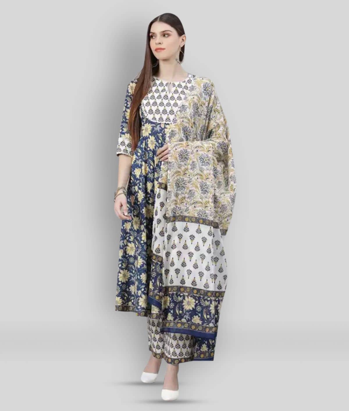 The Style Story - Blue Anarkali Rayon Women's Stitched Salwar Suit ( Pack of 1 )