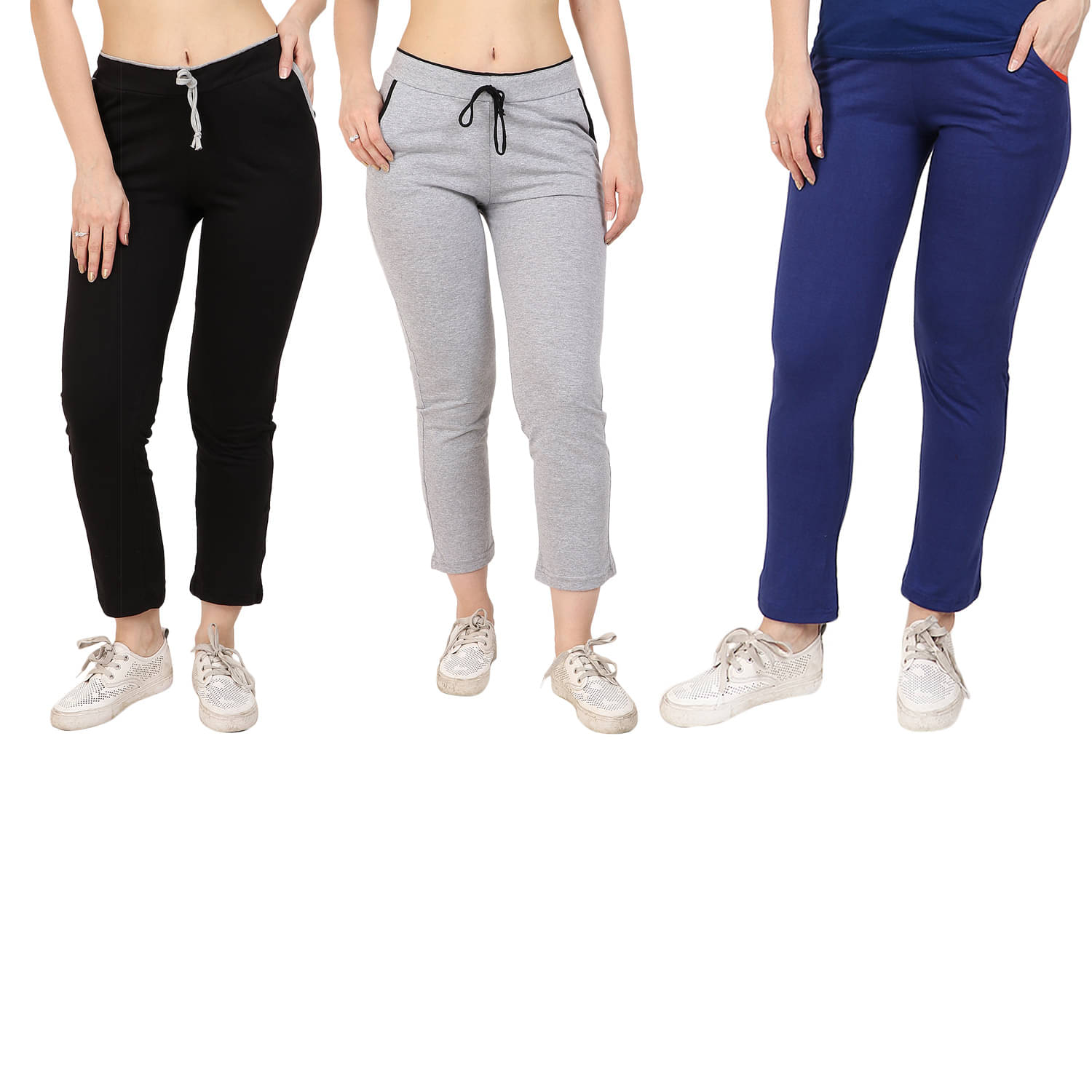     			Diaz - 100% Cotton Multicolor Women's Running Trackpants ( Pack of 3 )