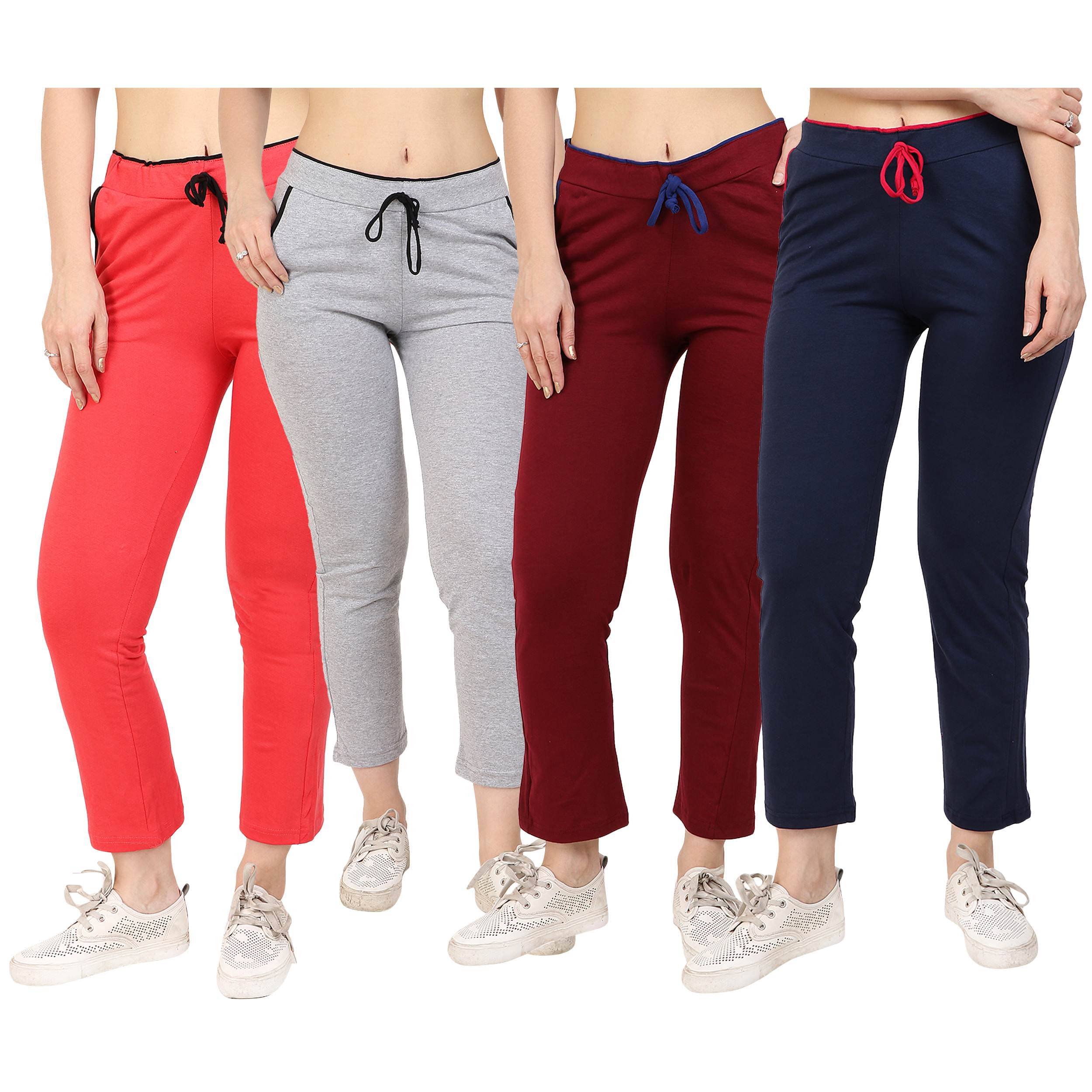     			Diaz - 100% Cotton Multicolor Women's Running Trackpants ( Pack of 4 )