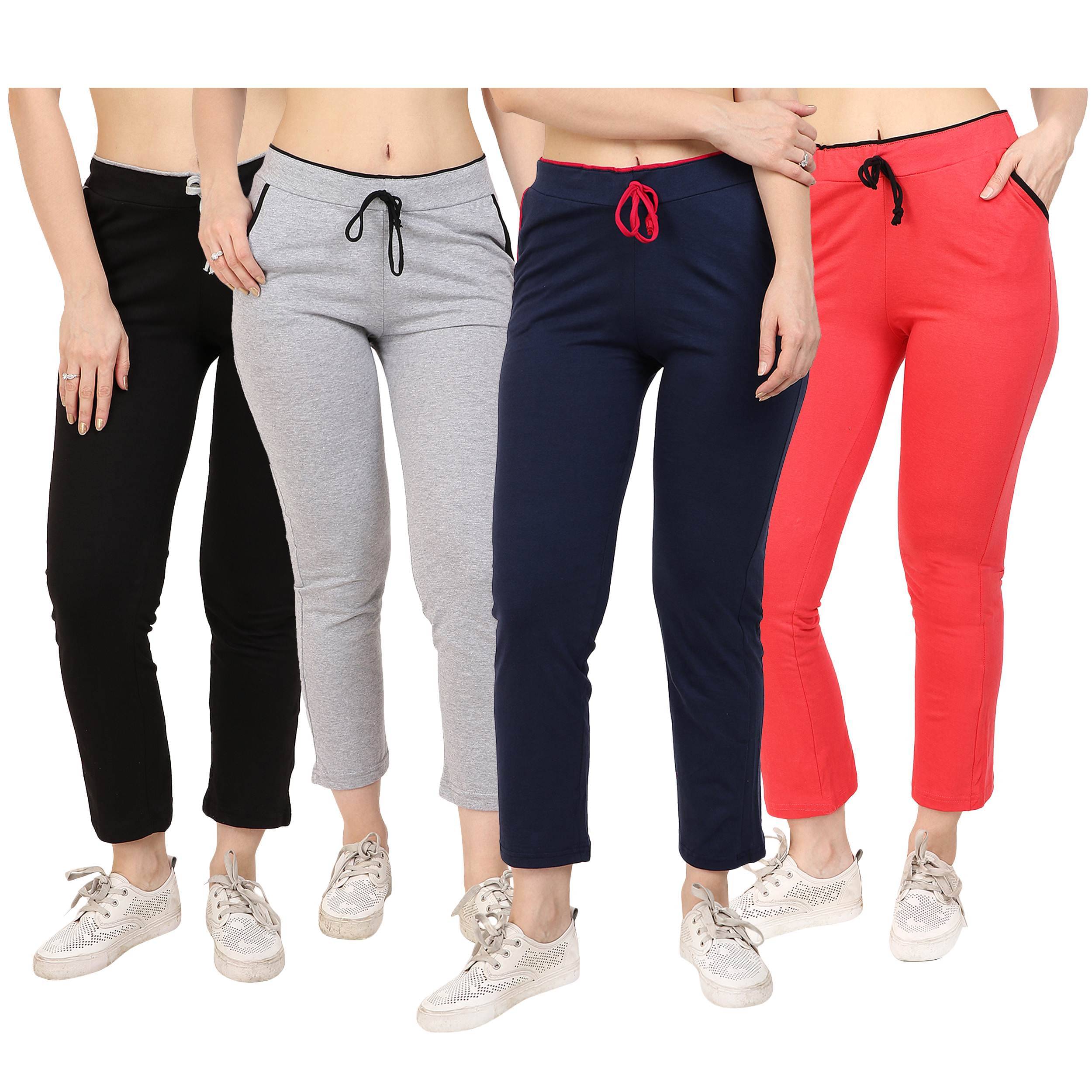     			Diaz - 100% Cotton Multicolor Women's Running Trackpants ( Pack of 4 )
