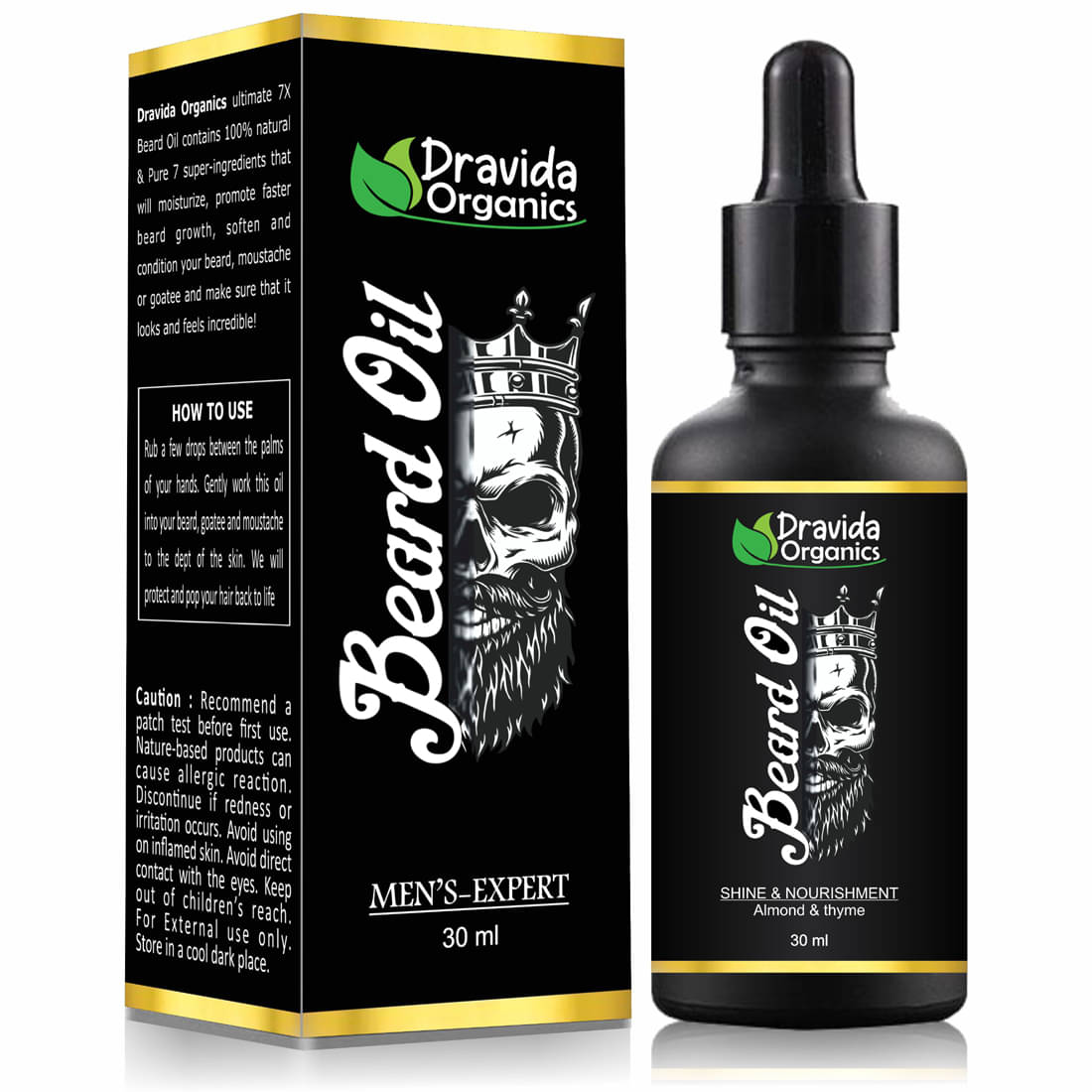 Dravida Organics Advanced Beard Growth Oil for Men - (Almond & Jojoba) 30 mL Dravida Organics Advanced Beard Growth Oil for Men - (Almond & Jojoba) 30 mL