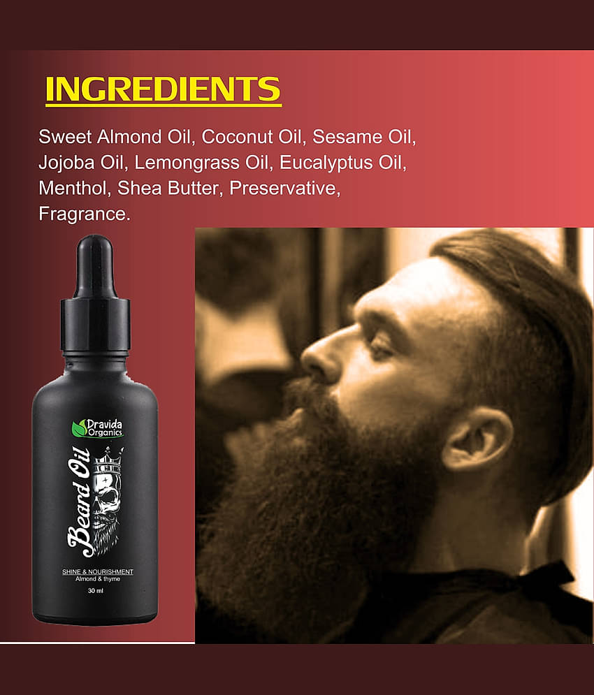 Dravida Organics Advanced Beard Growth Oil for Men - (Almond & Jojoba) 30 mL