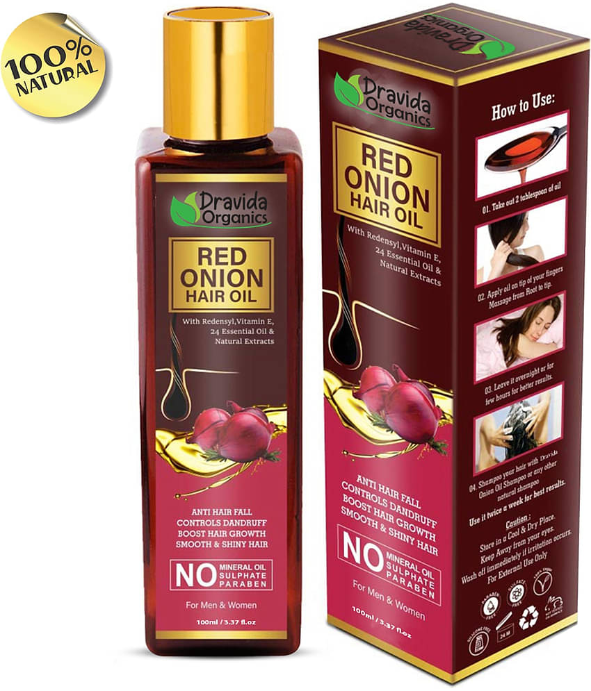 Dravida Organics Onion Oil with Black Seed Oil Extracts - Controls Hair Fall 100 mL
