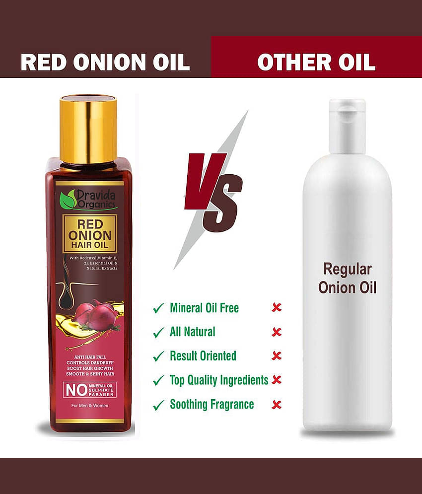 Dravida Organics Onion Oil with Black Seed Oil Extracts - Controls Hair Fall 100 mL