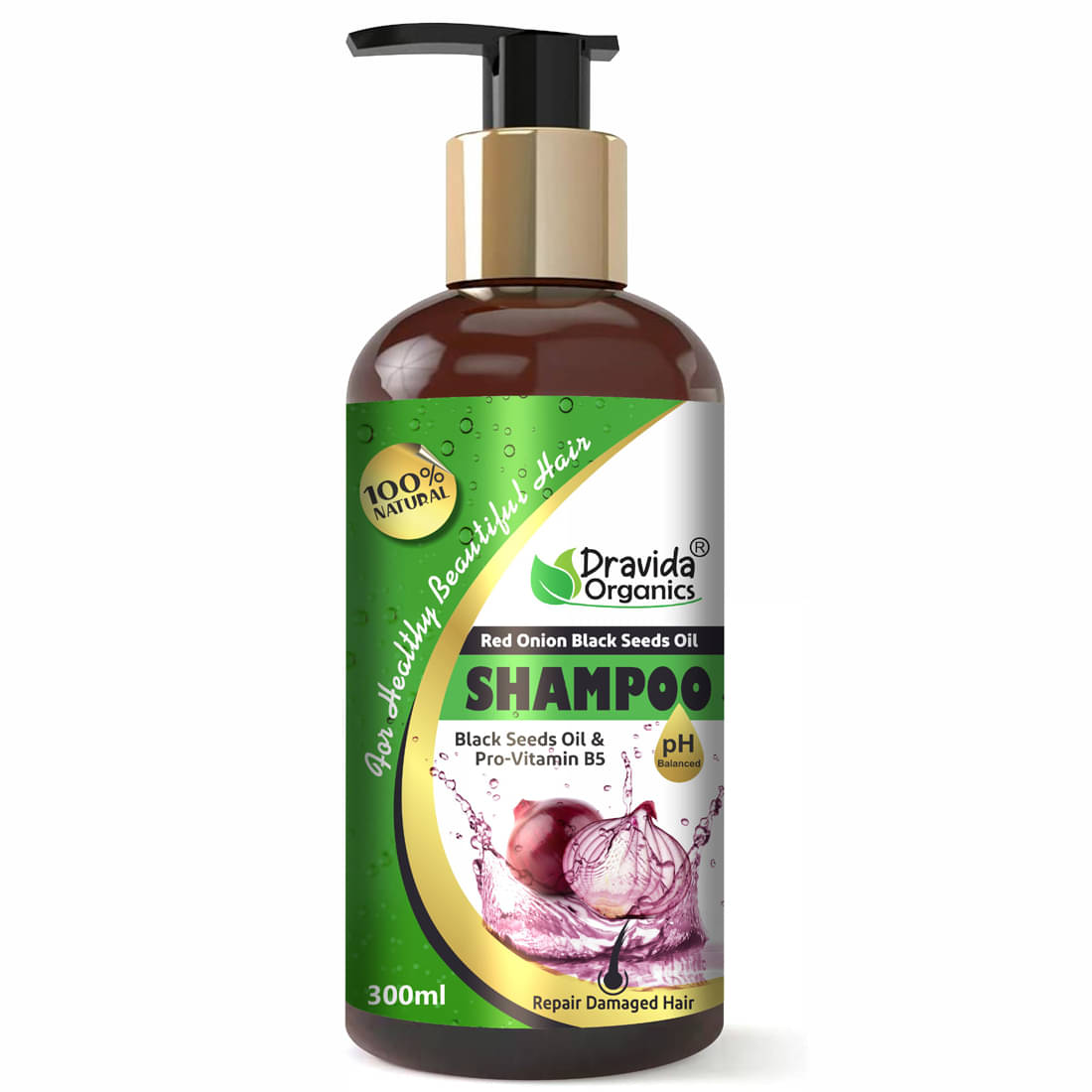 Dravida Organics Red Onion Black Seed Oil Shampoo with Red Onion Seed Oil Extract Shampoo 300 mL Dravida Organics Red Onion Black Seed Oil Shampoo with Red Onion Seed Oil Extract Shampoo 300 mL