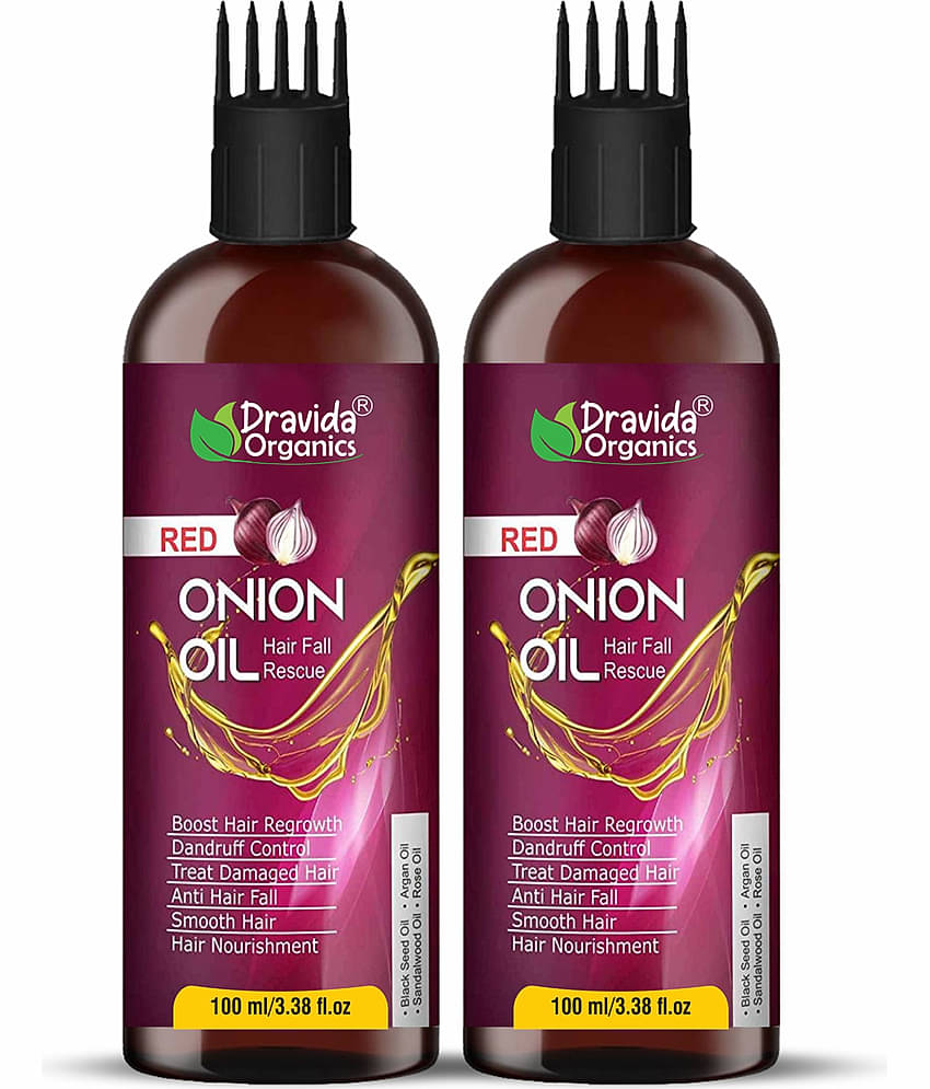 Dravida Organics Red Onion Oil for Controls Hair Fall and Hair Growth 100 mL Pack of 2