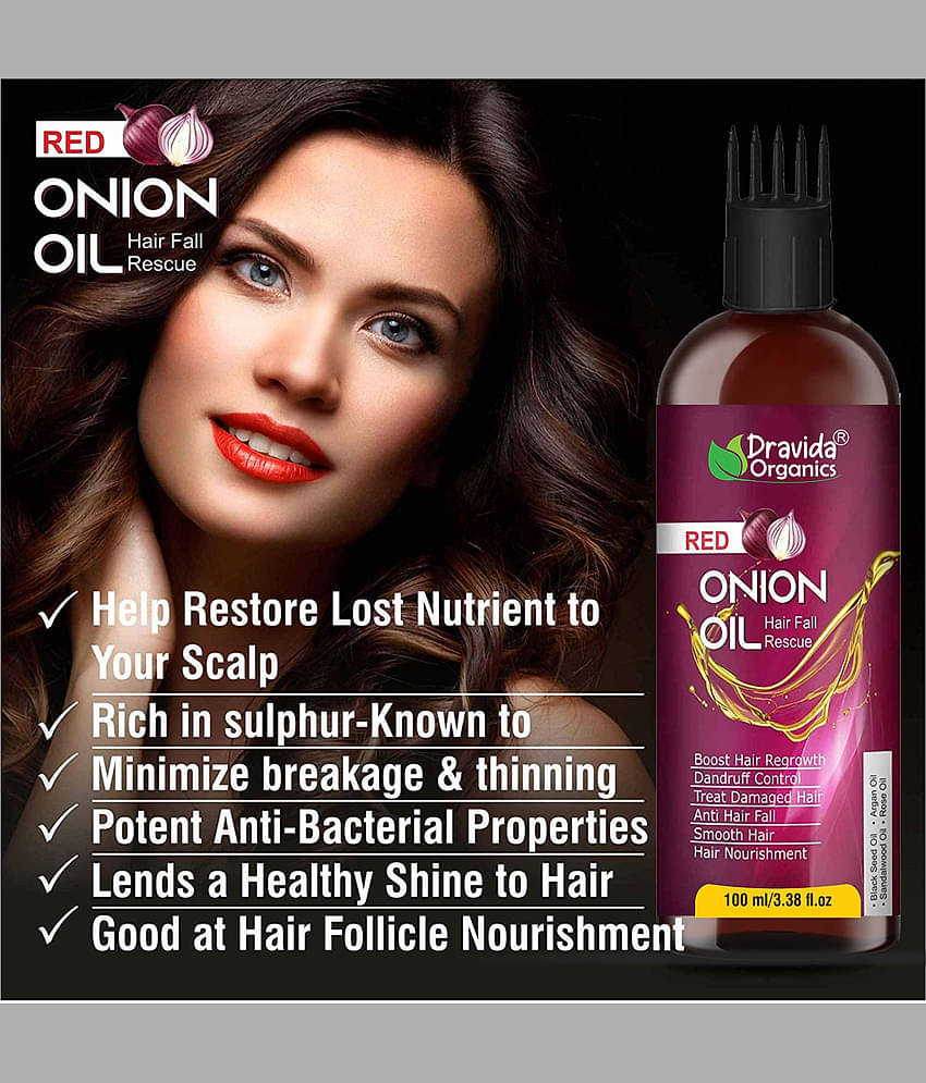Dravida Organics Red Onion Oil for Controls Hair Fall and Hair Growth 100 mL
