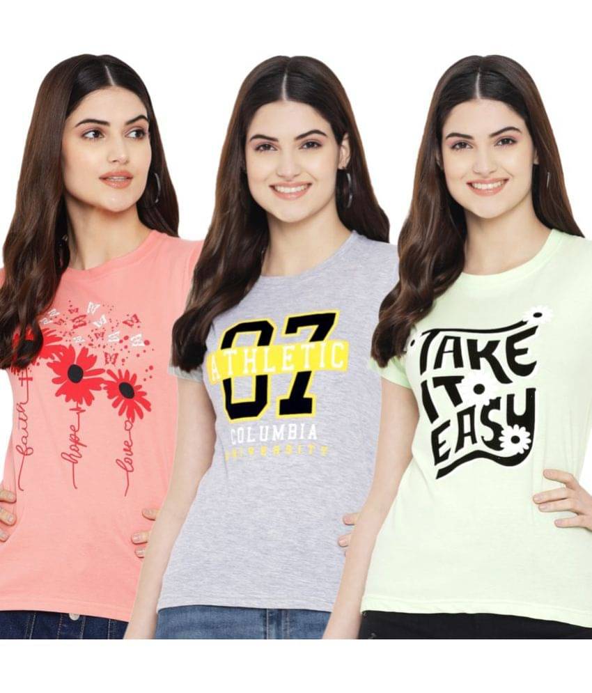 Fabflee Women Cotton Printed Regular Fit Round Neck T-Shirt ( Multi Color ) Fabflee Women Cotton Printed Regular Fit Round Neck T-Shirt ( Multi Color )