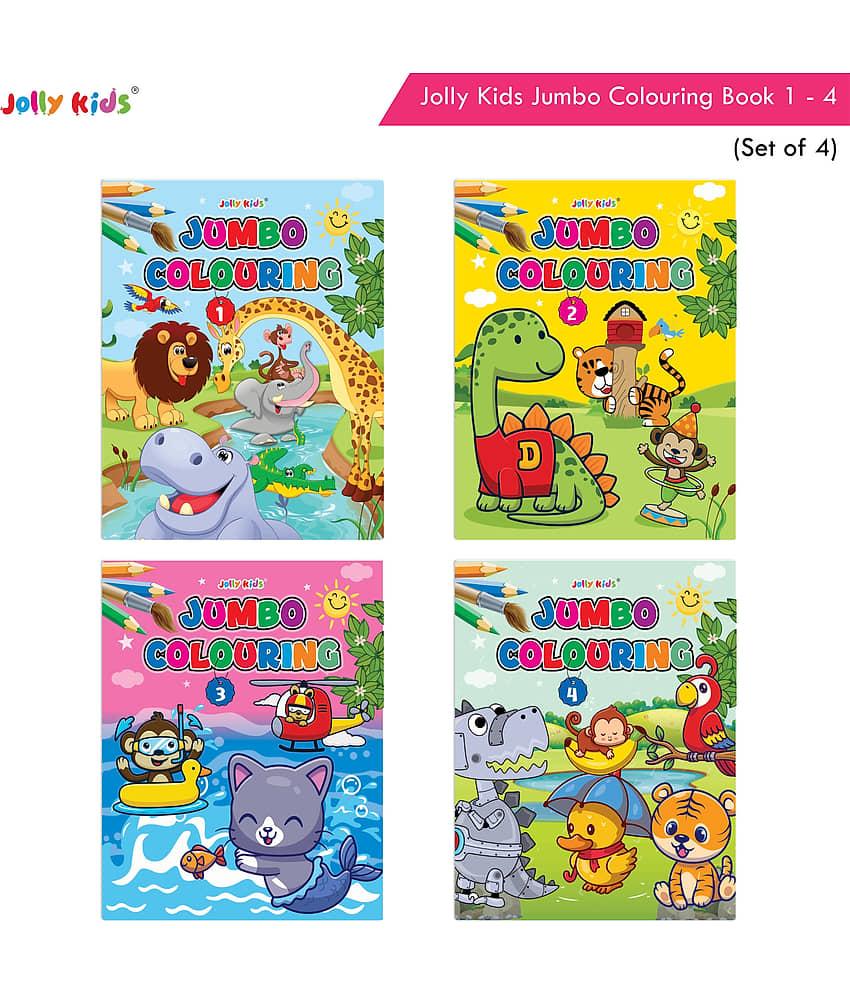 Jolly Kids Jumbo Colouring Books For Kids Set of 4|130 Fun Learnig Images Per Colour Book| Ages 3 - 7 Year - Stationery | Buy online on ZillyBuy