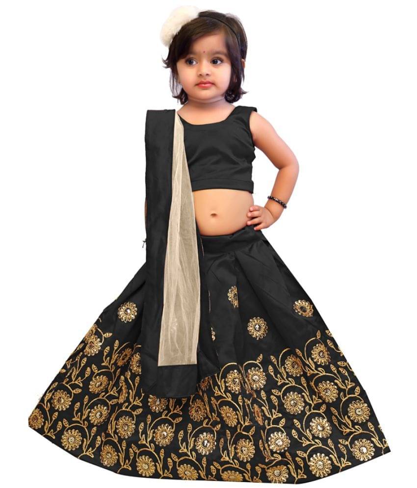 fond Fashion Satin Lehenga Choli Set For Girls ( Pack of 1 , Black ) fond Fashion Satin Lehenga Choli Set For Girls ( Pack of 1 , Black )