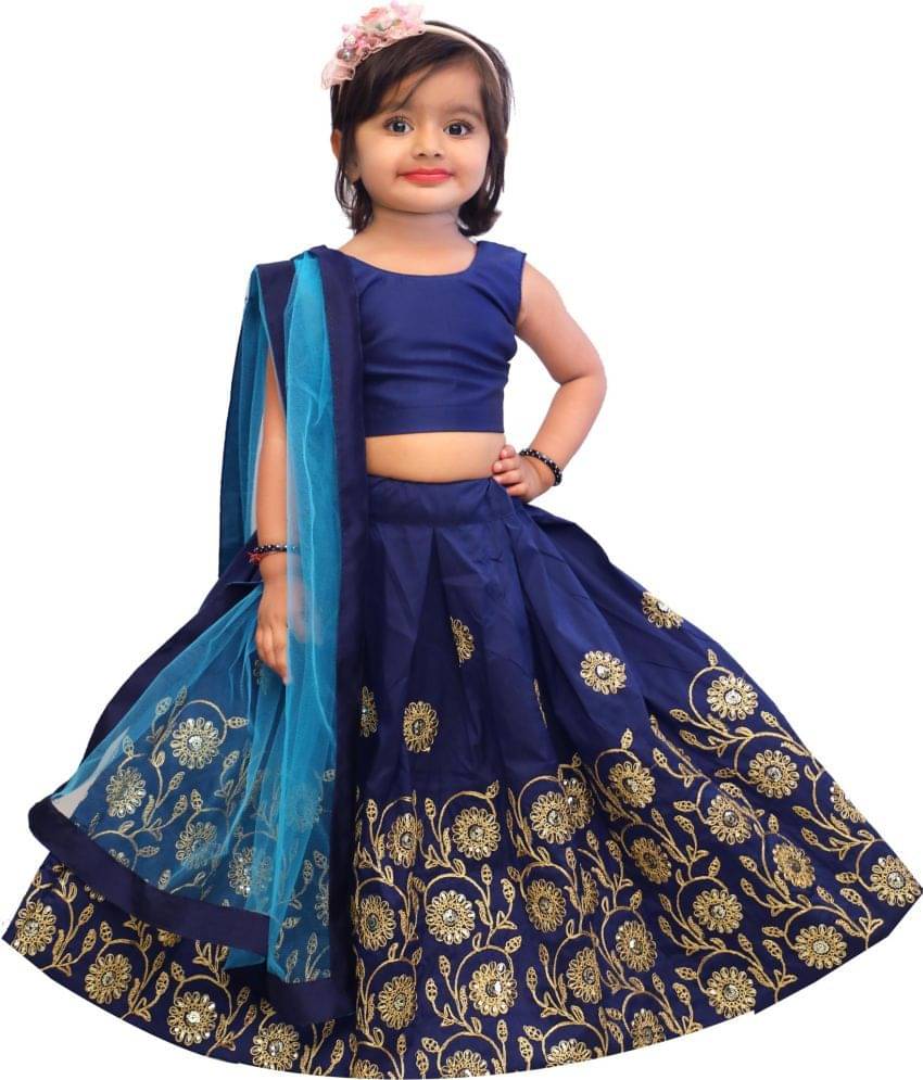 fond Fashion Satin Lehenga Choli Set For Girls ( Pack of 1 , Blue ) fond Fashion Satin Lehenga Choli Set For Girls ( Pack of 1 , Blue )