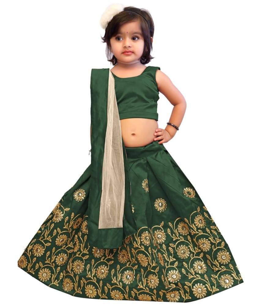     			fond Fashion Satin Lehenga Choli Set For Girls ( Pack of 1 , Green )