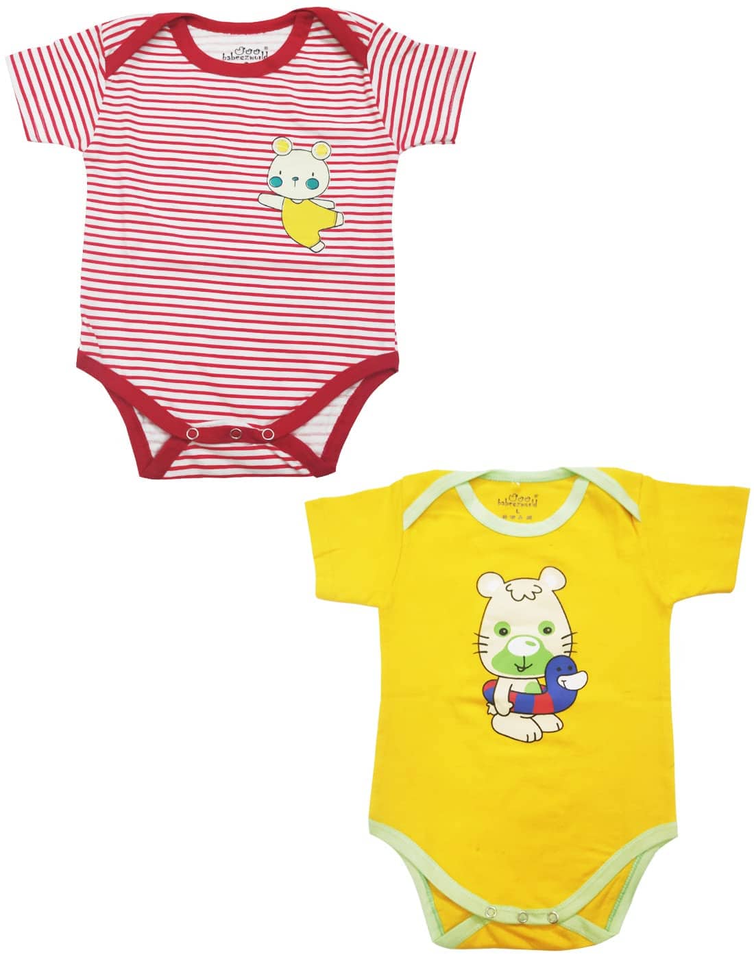 Babeezworld Pack of 2 Baby Boys 100% Cotton Bodysuit ( Black & Red )