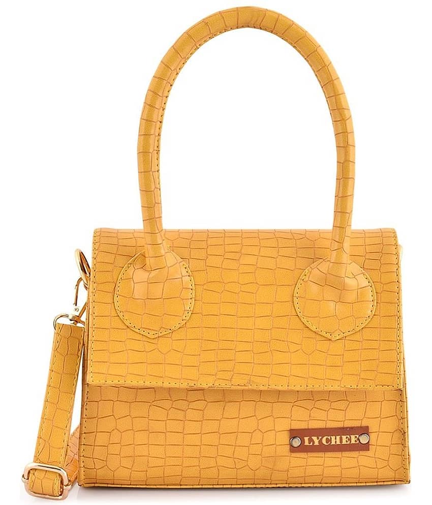 Lychee Bags Yellow P.U. Handheld - Handbags | Buy online on ZillyBuy
