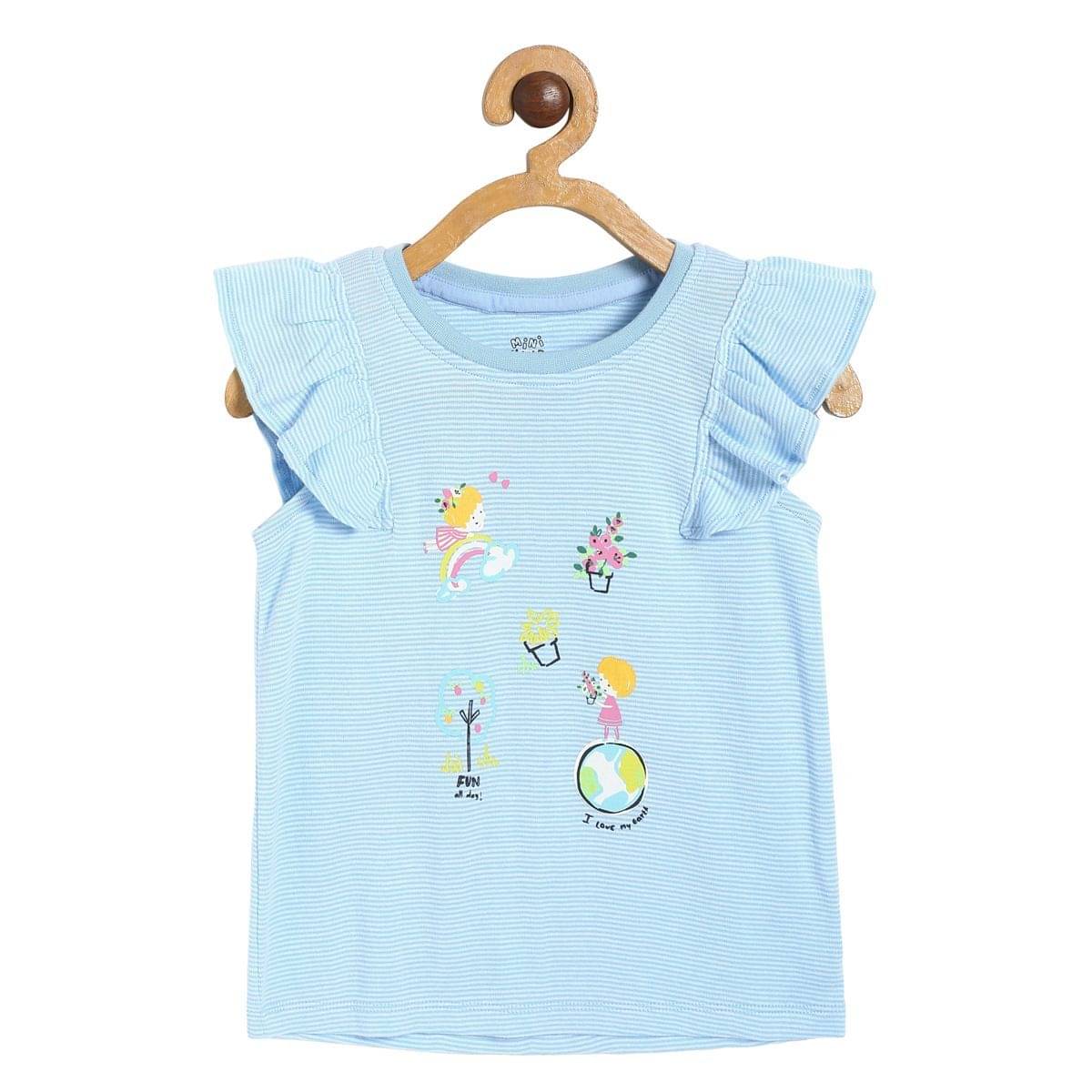     			MINI KLUB Pack of 1 Baby Girls 100% Cotton Top ( Blue )