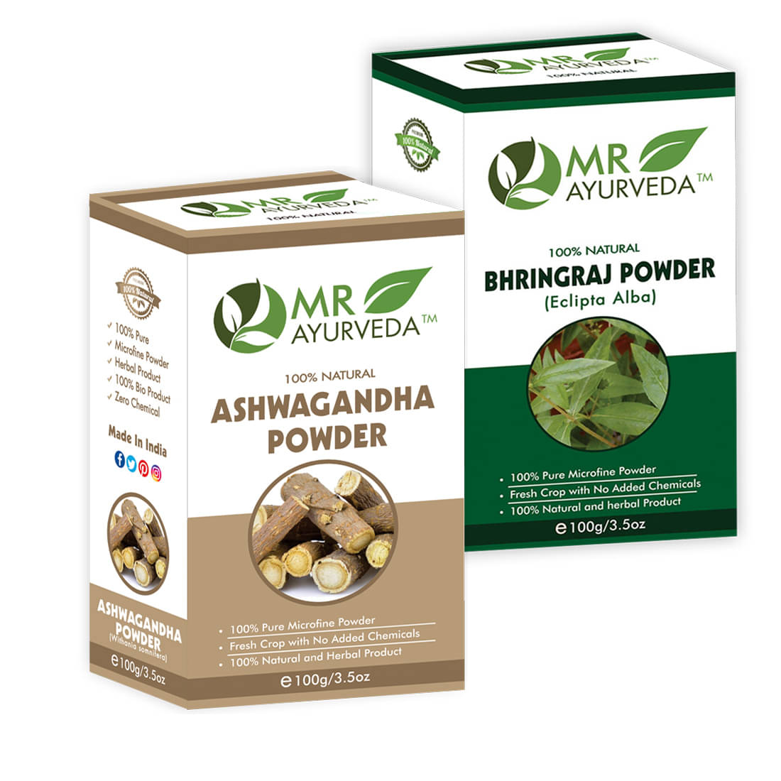 MR Ayurveda Ashwagandha Powder & Bhringraj Powder Hair Scalp Treatment 200 g MR Ayurveda Ashwagandha Powder & Bhringraj Powder Hair Scalp Treatment 200 g