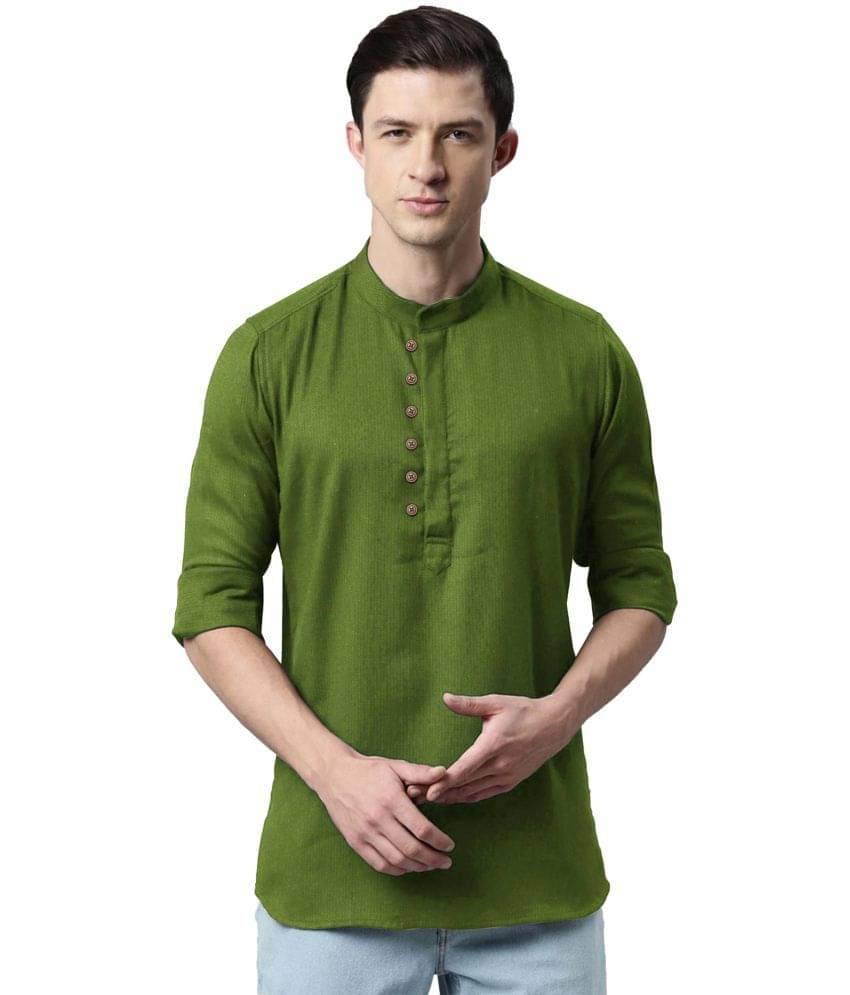     			Maniac - Shirt Style 100 percent Cotton Olive Green Men's Kurta ( Pack of 1 )