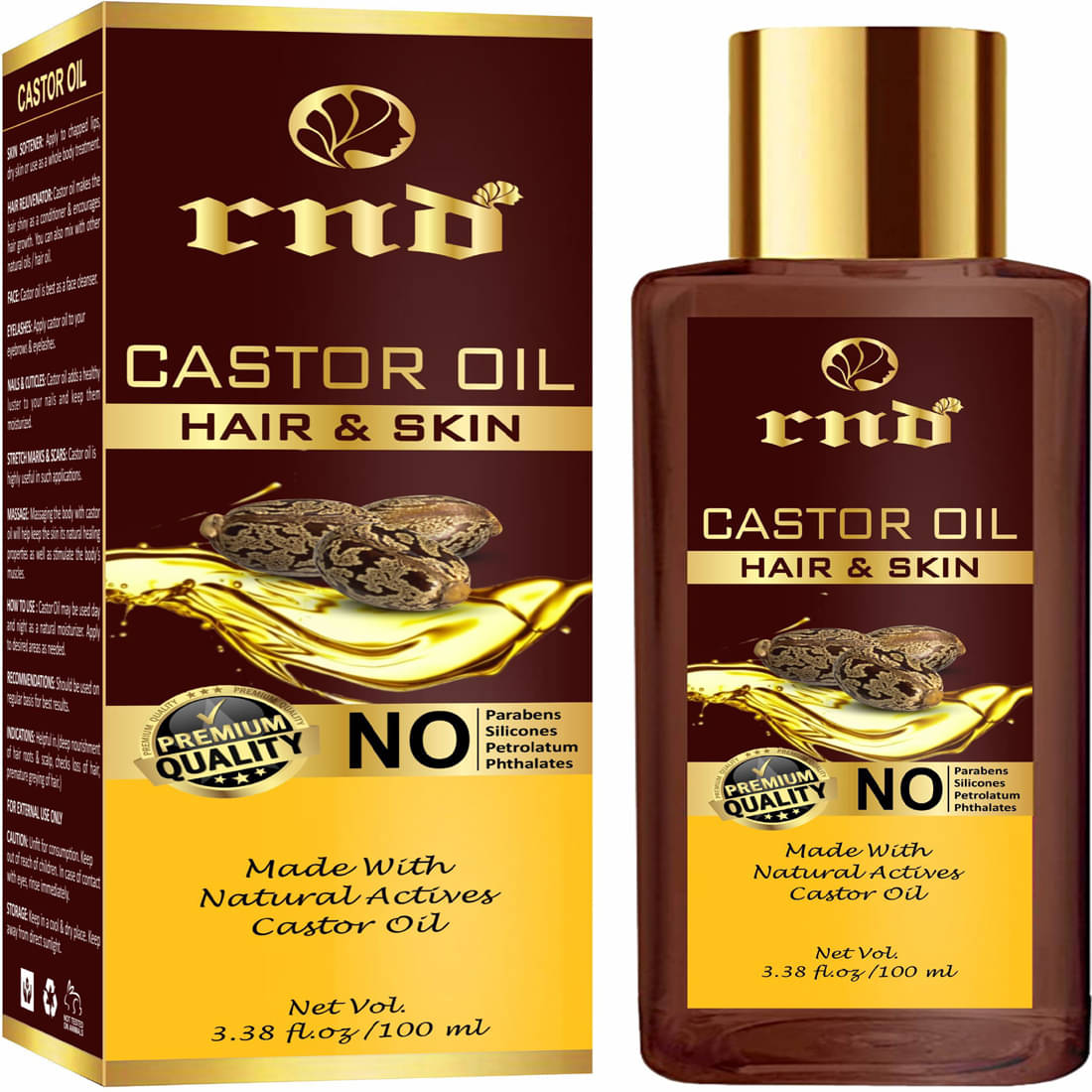     			RND Cold Pressed Castor Oil For Hair Growth hair fall cantrol 100 mL